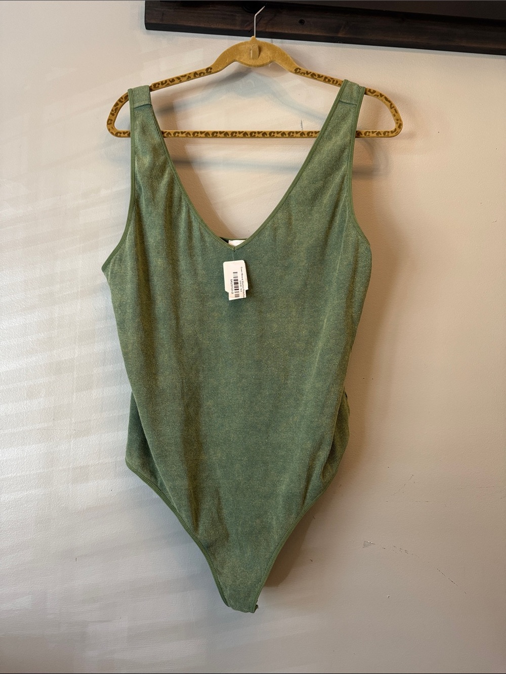 Green V-Neck Women's Bodysuit